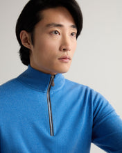 Load image into Gallery viewer, N.Peal Men's Carnaby Half Zip Cashmere Jumper Provence Blue
