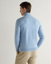 Load image into Gallery viewer, N.Peal Men's Carnaby Half Zip Cashmere Jumper Sea Mist Blue
