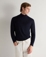 Load image into Gallery viewer, N.Peal Men's Fine Gauge Cashmere Turtle Neck Jumper Navy Blue
