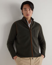 Load image into Gallery viewer, N.Peal Men's Shaftesbury Suede Trim Cashmere Gilet Arabica Khaki Green
