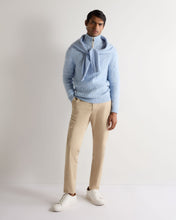Load image into Gallery viewer, N.Peal Men's Two Tone Cable Half Zip Cashmere Jumper Cornflower Blue
