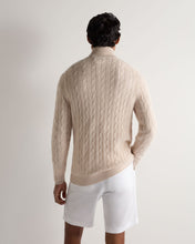 Load image into Gallery viewer, N.Peal Men's Albemarle Cable Half Zip Cashmere Jumper Ecru White
