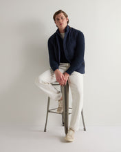 Load image into Gallery viewer, N.Peal Men's Albemarle Cable Half Zip Cashmere Jumper Indigo Blue
