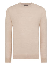 Load image into Gallery viewer, N.Peal Men's Covent Fine Gauge Cashmere Round Neck Jumper Sandstone Brown
