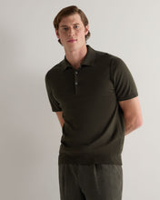 Load image into Gallery viewer, N.Peal Men's Polzeath Cotton Cashmere Polo T-Shirt Arabica Khaki Green
