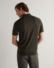 Load image into Gallery viewer, N.Peal Men's Polzeath Cotton Cashmere Polo T-Shirt Arabica Khaki Green
