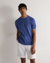 Load image into Gallery viewer, N.Peal Men's Newquay Cotton Cashmere T-Shirt Denim Blue
