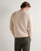 Load image into Gallery viewer, N.Peal Men's Salcombe Jacquard Half Zip Cotton Cashmere Jumper Sandstone Brown

