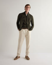 Load image into Gallery viewer, N.Peal Men's Salcombe Half Zip Cotton Cashmere Jumper Arabica Khaki Green
