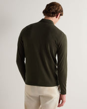 Load image into Gallery viewer, N.Peal Men's Salcombe Half Zip Cotton Cashmere Jumper Arabica Khaki Green
