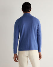Load image into Gallery viewer, N.Peal Men's Salcombe Half Zip Cotton Cashmere Jumper Denim Blue
