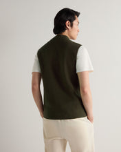 Load image into Gallery viewer, N.Peal Men's Penzance Cotton Cashmere Gilet Arabica Khaki Green
