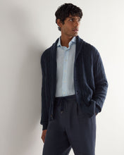 Load image into Gallery viewer, N.Peal Men's Garrick Shawl Cable Cashmere Cardigan Indigo Blue
