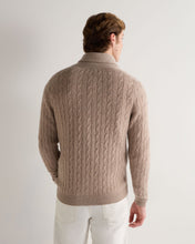 Load image into Gallery viewer, N.Peal Men's Garrick Shawl Cable Cashmere Cardigan Oatmeal Brown
