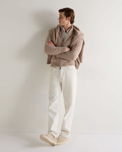 Load image into Gallery viewer, N.Peal Men's Contrast Cable Full Zip Cashmere Jumper Oatmeal Brown
