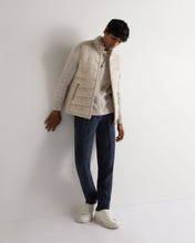 Load image into Gallery viewer, N.Peal Men's Contrast Cable Full Zip Cashmere Jumper Pebble Grey
