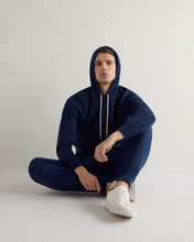 Load image into Gallery viewer, N.Peal Men's Cotton Cashere Silk Hoodie French Blue
