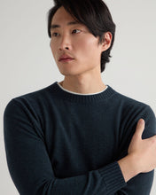 Load image into Gallery viewer, N.Peal Men's Shoreditch Round Neck Cashmere Jumper Indigo Blue
