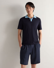Load image into Gallery viewer, N.Peal Men's Polo Cotton Cashmere T-Shirt Navy Blue
