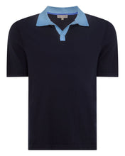 Load image into Gallery viewer, N.Peal Men's Polo Cotton Cashmere T-Shirt Navy Blue
