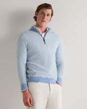 Load image into Gallery viewer, N.Peal Men's Temple Jacquard Half Zip Cashmere Jumper Cornflower Blue
