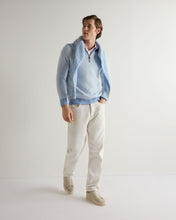 Load image into Gallery viewer, N.Peal Men's Temple Jacquard Half Zip Cashmere Jumper Cornflower Blue
