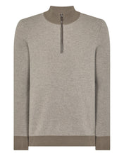 Load image into Gallery viewer, N.Peal Men's Temple Jacquard Half Zip Cashmere Jumper Vintage Khaki Green
