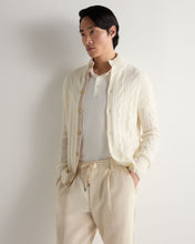 Load image into Gallery viewer, Men's Jermyn Cable Full Button Cashmere Cardigan New Ivory White
