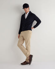 Load image into Gallery viewer, N.Peal Men's Cotton Blend Shawl Cardigan Navy Blue
