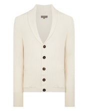 Load image into Gallery viewer, N.Peal Men's Cotton Blend Shawl Cardigan White
