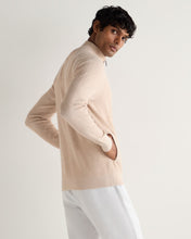 Load image into Gallery viewer, N.Peal Men's Ribbed Full Zip Cotton Cashmere Jumper Sandstone Brown
