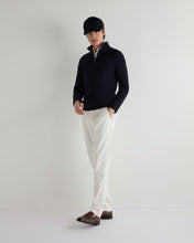 Load image into Gallery viewer, N.Peal Men's Fisherman Rib Half Zip Cotton Blend Jumper Navy Blue
