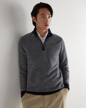 Load image into Gallery viewer, Men's Textured Birdseye Half Zip Cashmere Jumper Navy Blue
