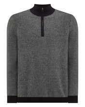 Load image into Gallery viewer, Men's Textured Birdseye Half Zip Cashmere Jumper Navy Blue
