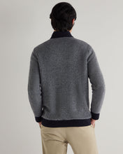 Load image into Gallery viewer, Men's Textured Birdseye Half Zip Cashmere Jumper Navy Blue
