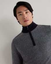 Load image into Gallery viewer, Men's Textured Birdseye Half Zip Cashmere Jumper Navy Blue
