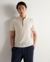 Load image into Gallery viewer, N.Peal Men's Linen Blend Rib Polo New Ivory White
