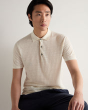 Load image into Gallery viewer, N.Peal Men's Linen Blend Rib Polo New Ivory White
