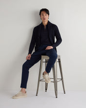 Load image into Gallery viewer, N.Peal Men's Long Sleeve Half Zip Cotton Cashmere Jumper Navy Blue
