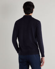Load image into Gallery viewer, N.Peal Men's Long Sleeve Half Zip Cotton Cashmere Jumper Navy Blue
