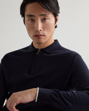 Load image into Gallery viewer, N.Peal Men's Long Sleeve Half Zip Cotton Cashmere Jumper Navy Blue

