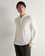 Load image into Gallery viewer, N.Peal Men's Moss Stitch Cotton Cashmere Polo New Ivory White
