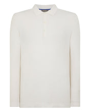 Load image into Gallery viewer, N.Peal Men's Moss Stitch Cotton Cashmere Polo New Ivory White
