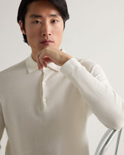 Load image into Gallery viewer, N.Peal Men's Moss Stitch Cotton Cashmere Polo New Ivory White
