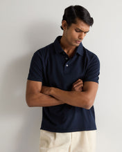 Load image into Gallery viewer, N.Peal Men's Hove Cotton Polo Navy Blue
