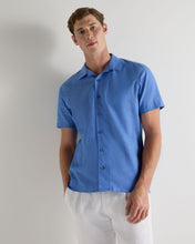 Load image into Gallery viewer, N.Peal Men's Cuban Linen Blend Collar Shirt Blue
