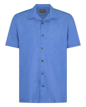 Load image into Gallery viewer, N.Peal Men's Cuban Linen Blend Collar Shirt Blue
