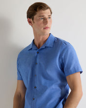 Load image into Gallery viewer, N.Peal Men's Cuban Linen Blend Collar Shirt Blue
