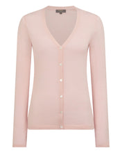 Load image into Gallery viewer, N.Peal Women's Mia Superfine Cashmere V Neck Cardigan Blush Pink
