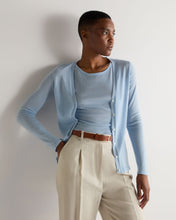 Load image into Gallery viewer, N.Peal Women's Mia Superfine Cashmere V Neck Cardigan Pale Blue
